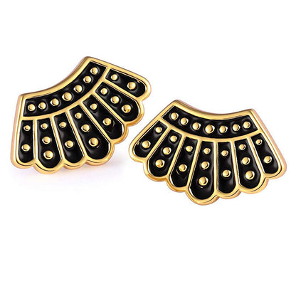 Elegante Gold- und Schwarze Fächerförmige Ohrringe Brehn