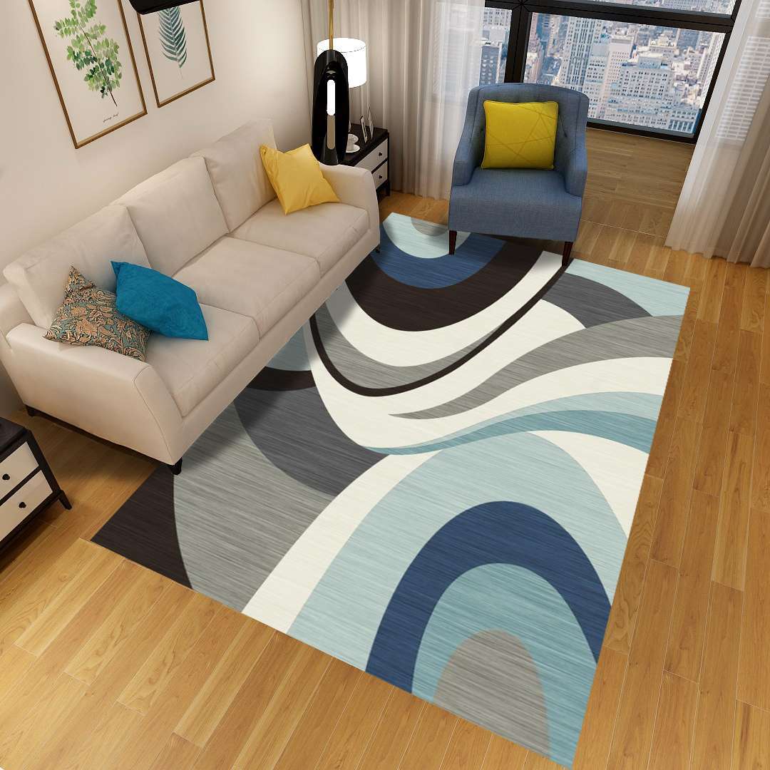 Minimalist 3D Geometrischer Teppich Mehrfarbiger Polypropylen Bereichsteppich Haustierfreundlich Rutschfest Maschinenwaschbarer Teppich für Große Räume
