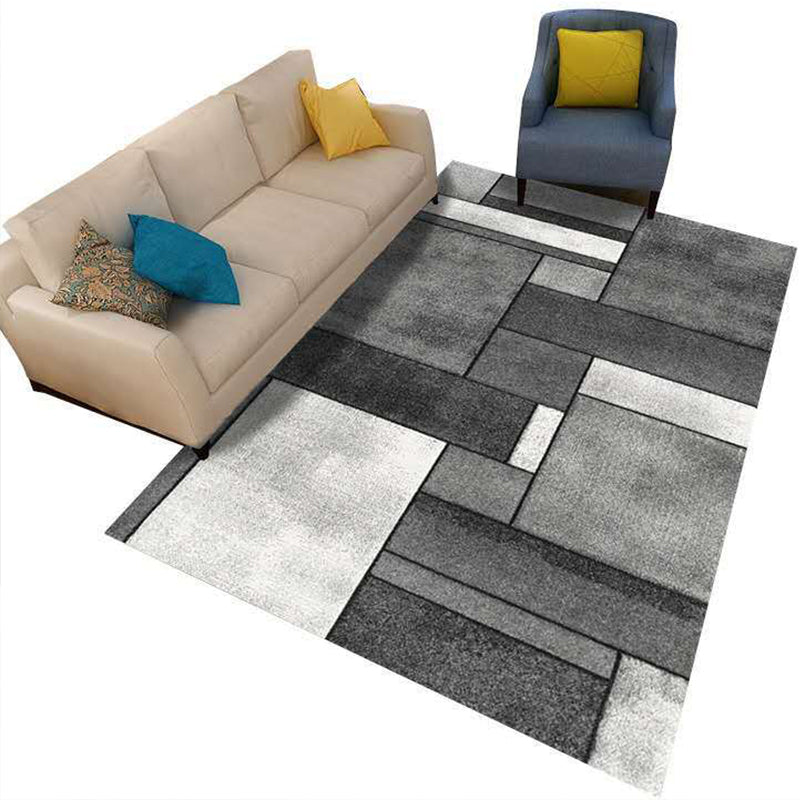 Minimalist 3D Geometrischer Teppich Mehrfarbiger Polypropylen Bereichsteppich Haustierfreundlich Rutschfest Maschinenwaschbarer Teppich für Große Räume