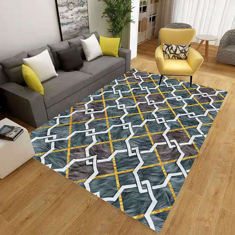 Minimalist 3D Geometrischer Teppich Mehrfarbiger Polypropylen Bereichsteppich Haustierfreundlich Rutschfest Maschinenwaschbarer Teppich für Große Räume