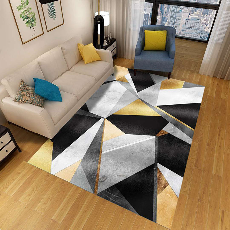 Minimalist 3D Geometrischer Teppich Mehrfarbiger Polypropylen Bereichsteppich Haustierfreundlich Rutschfest Maschinenwaschbarer Teppich für Große Räume
