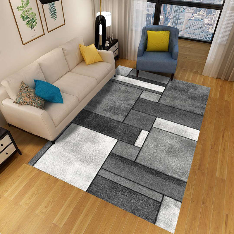 Minimalist 3D Geometrischer Teppich Mehrfarbiger Polypropylen Bereichsteppich Haustierfreundlich Rutschfest Maschinenwaschbarer Teppich für Große Räume