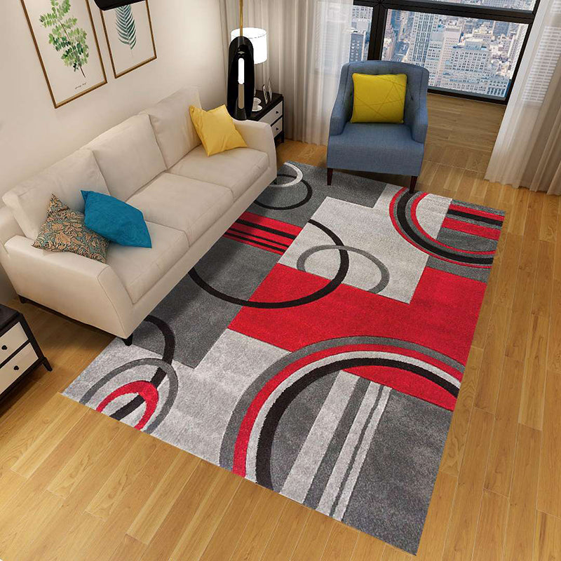 Minimalist 3D Geometrischer Teppich Mehrfarbiger Polypropylen Bereichsteppich Haustierfreundlich Rutschfest Maschinenwaschbarer Teppich für Große Räume
