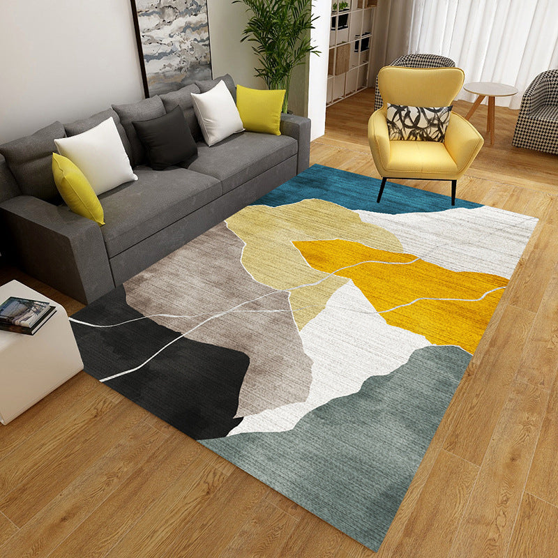 Brehn | Mehrfarbiger geometrischer Teppich aus Polypropylen, Nordic Teppich, maschinenwaschbar, fleckenresistent, rutschfester Teppich zur Heimdekoration