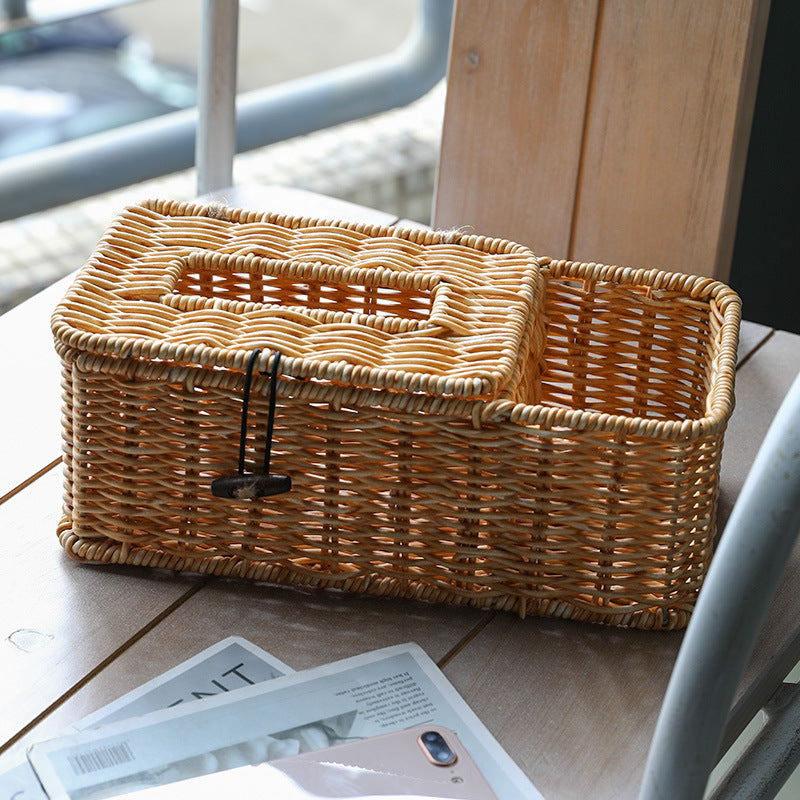 Handgemachte Rattan-Aufbewahrungsbox mit Deckel Brehn