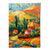 Farbenfrohe Landschaft mit Haus, abstraktes Gemälde, Kunstdruck