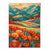Farbenfrohe Landschaft mit roten Blumen, abstraktes Gemälde, Kunstdruck