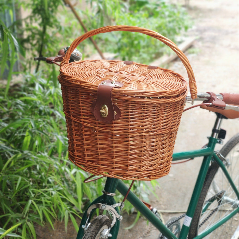 gewebter Rattan-Fahrrad-Vorderrkorb mit Schnellverschluss-Befestigungssystem Brehn