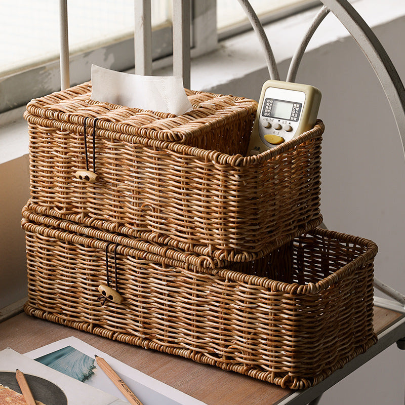 Handgemachte Rattan-Aufbewahrungsbox mit Deckel Brehn