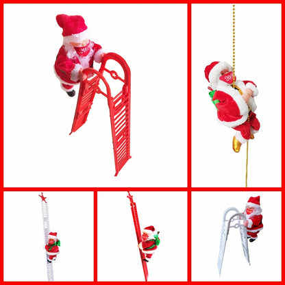 Dekorative Weihnachtsmann Dekofigur mit Leiter