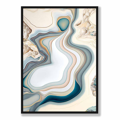 Abstrakter Kunstdruck im zeitgenössischen Stil in Beige und Blau Nr. 3