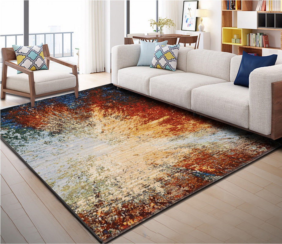 Industrieller Stil Wohnzimmer Teppich Bunt Expressionismus Teppich Synthetisch Rutschfest Tierfreundlich Maschinenwaschbarer Teppich