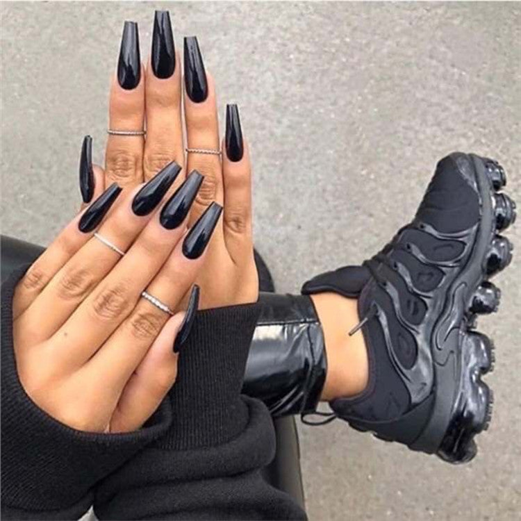 Glänzendes Langes Coffin Press-On Nails Set