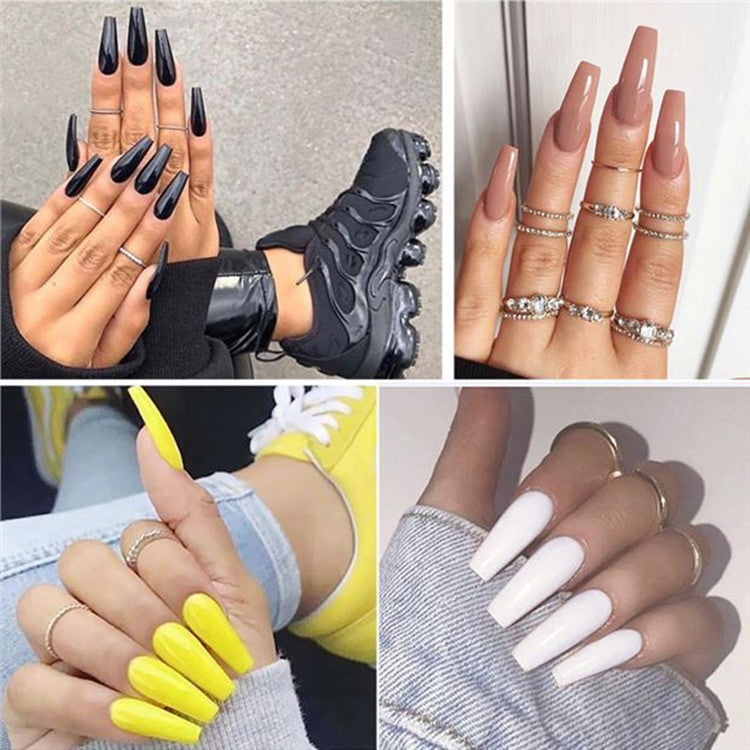 Glänzendes Langes Coffin Press-On Nails Set