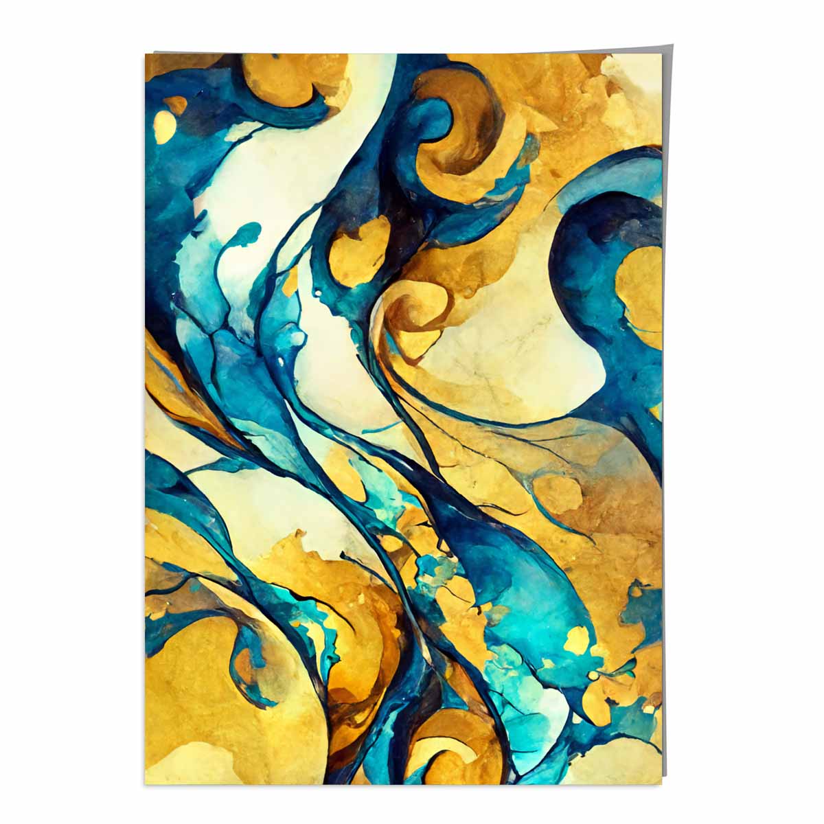 Abstrakter Kunstdruck in Gelb und Blau Nr. 3