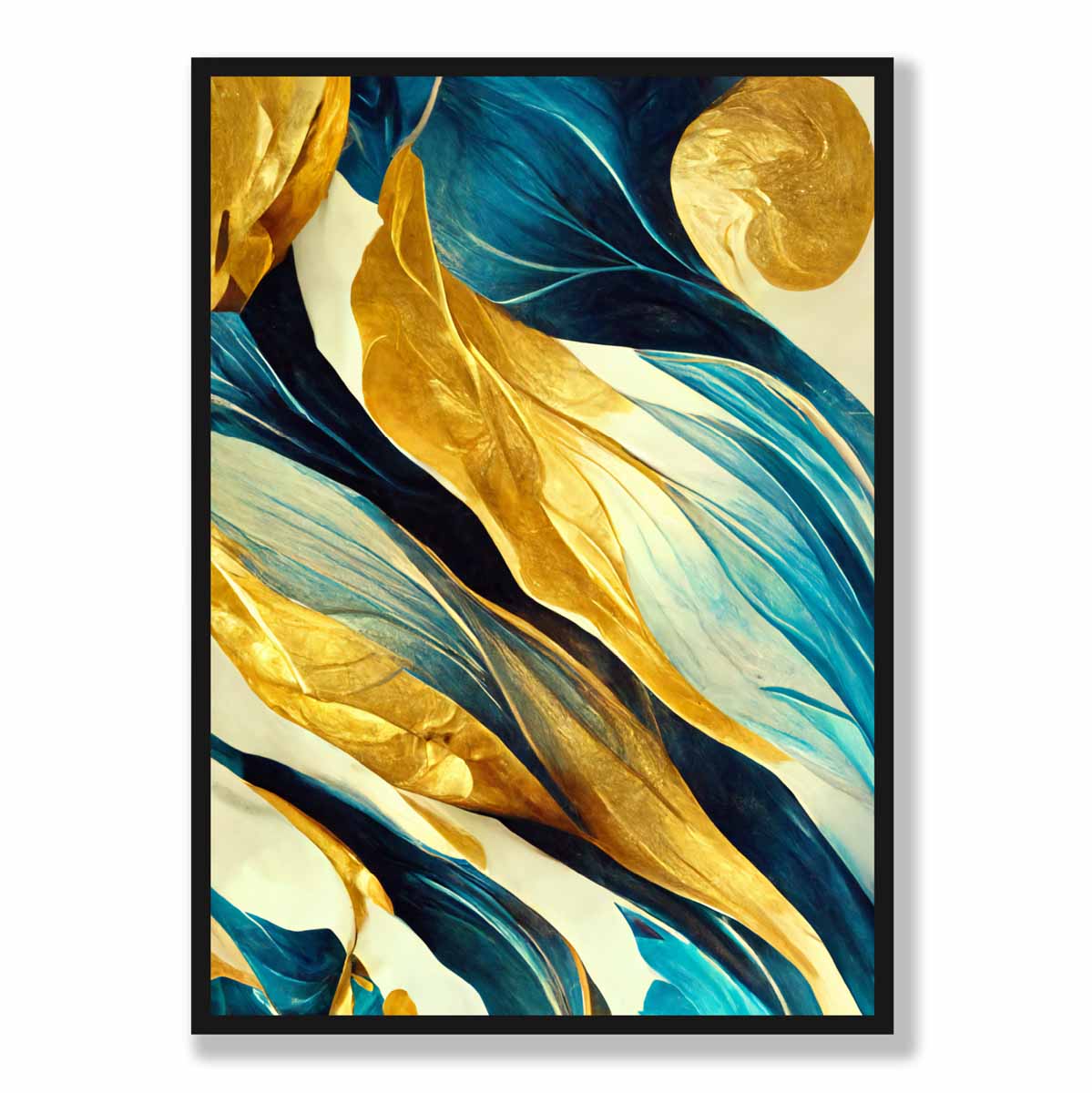Abstrakter Kunstdruck in Gelb, Beige und Blau Nr. 3
