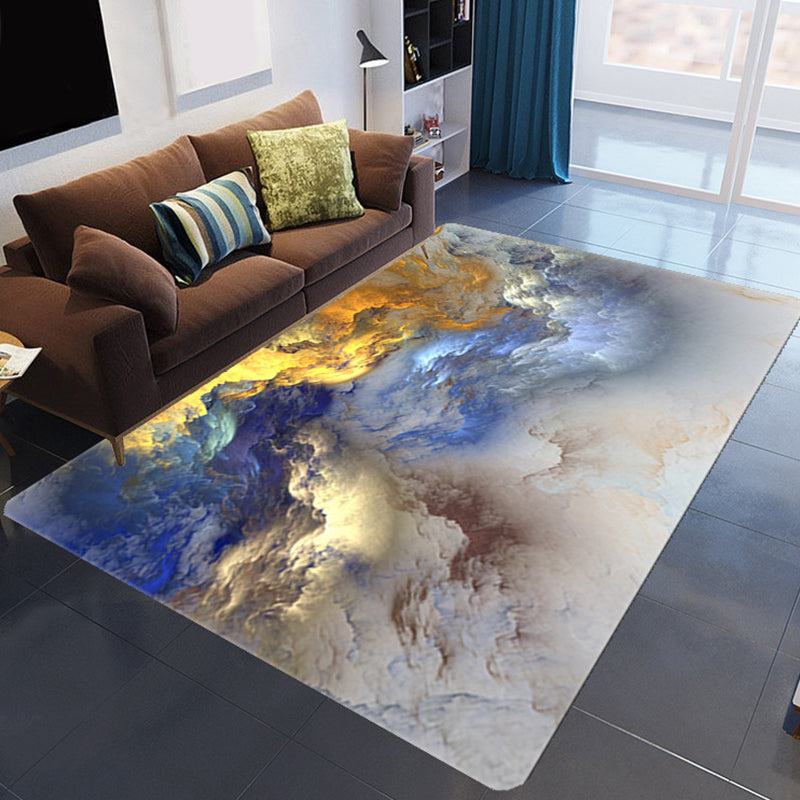Großartiger 3D Abendwolken Teppich Mehrfarbig Moderner Teppich Synthetisch Waschbar Fleckenresistent Rutschfester Rücken Teppich für das Wohnzimmer