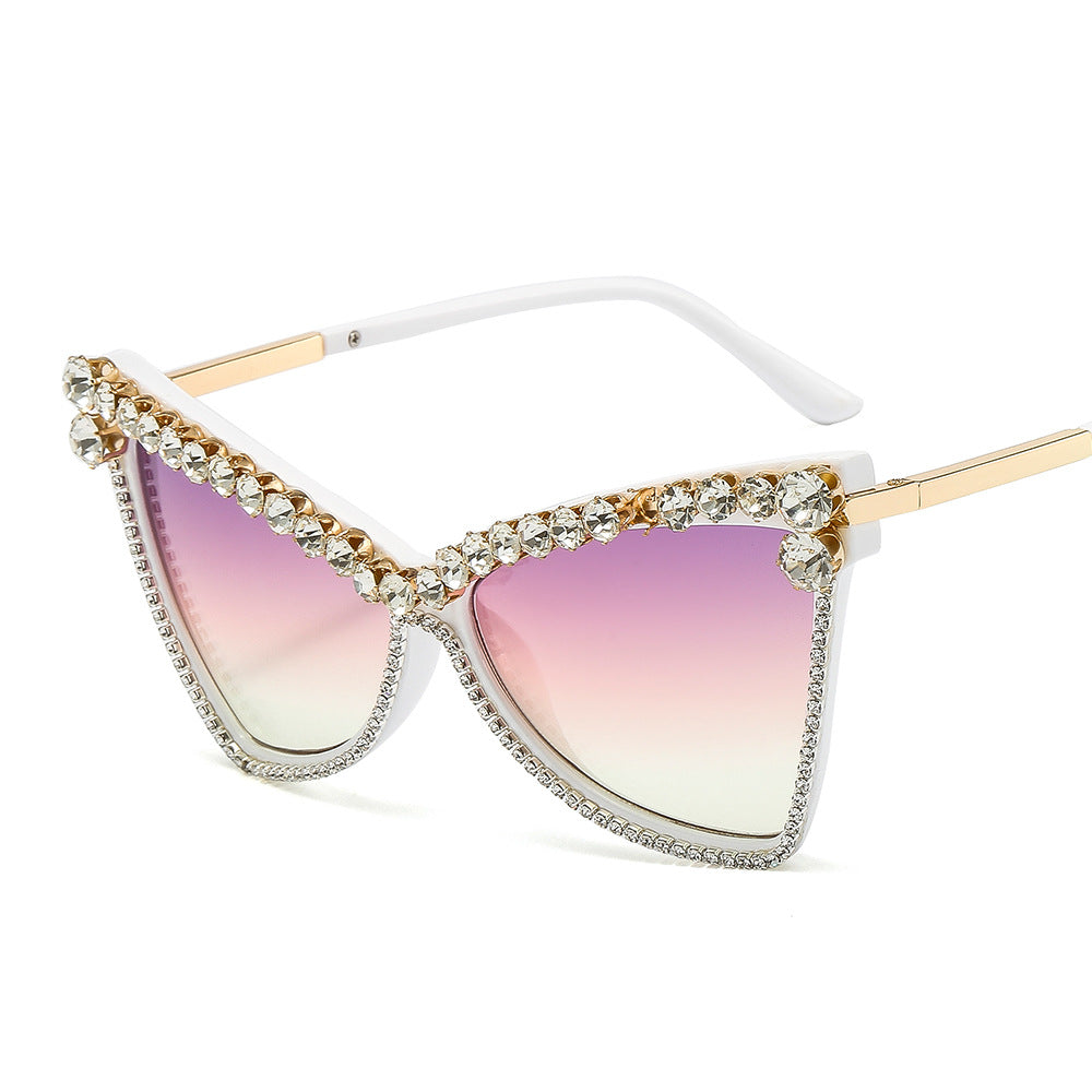 Damen extravagante Oversize-Sonnenbrille mit Schmucksteinen Brehn