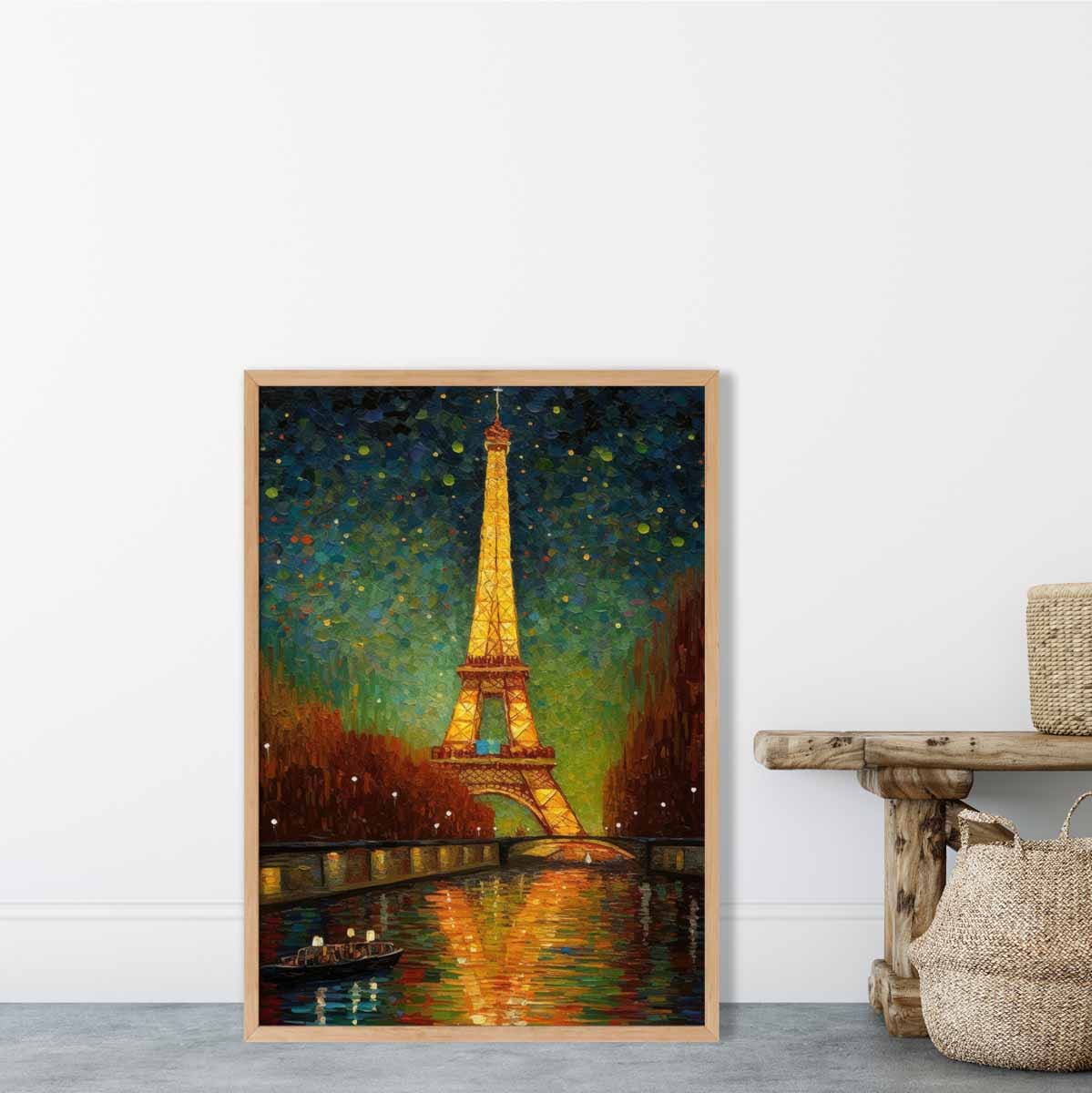 Farbenfroher Kunstdruck eines Gemäldes von Paris bei Nacht