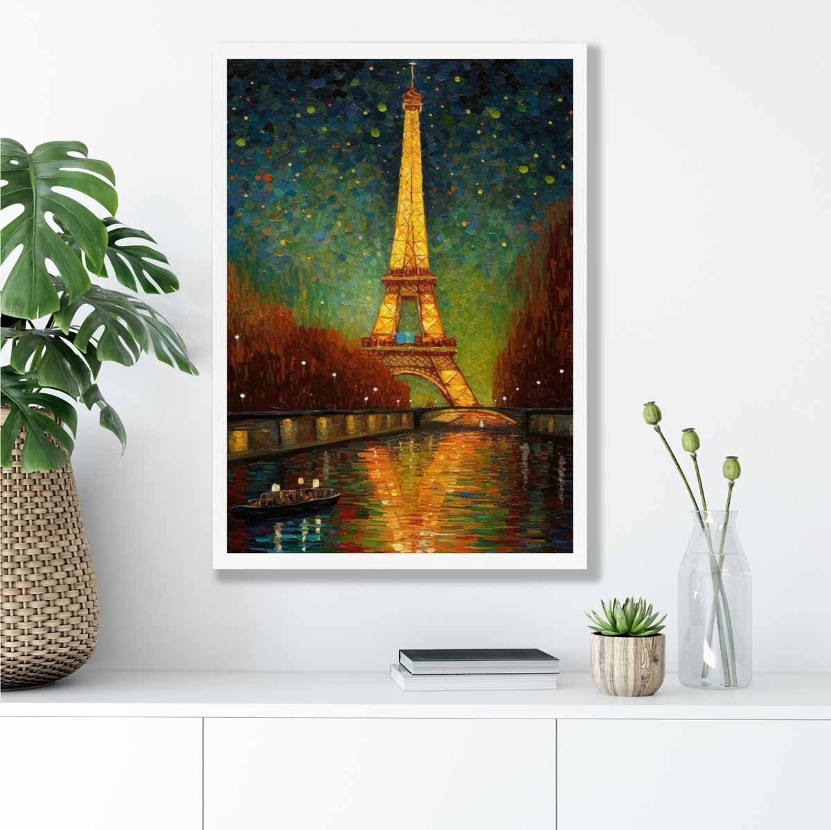 Farbenfroher Kunstdruck eines Gemäldes von Paris bei Nacht