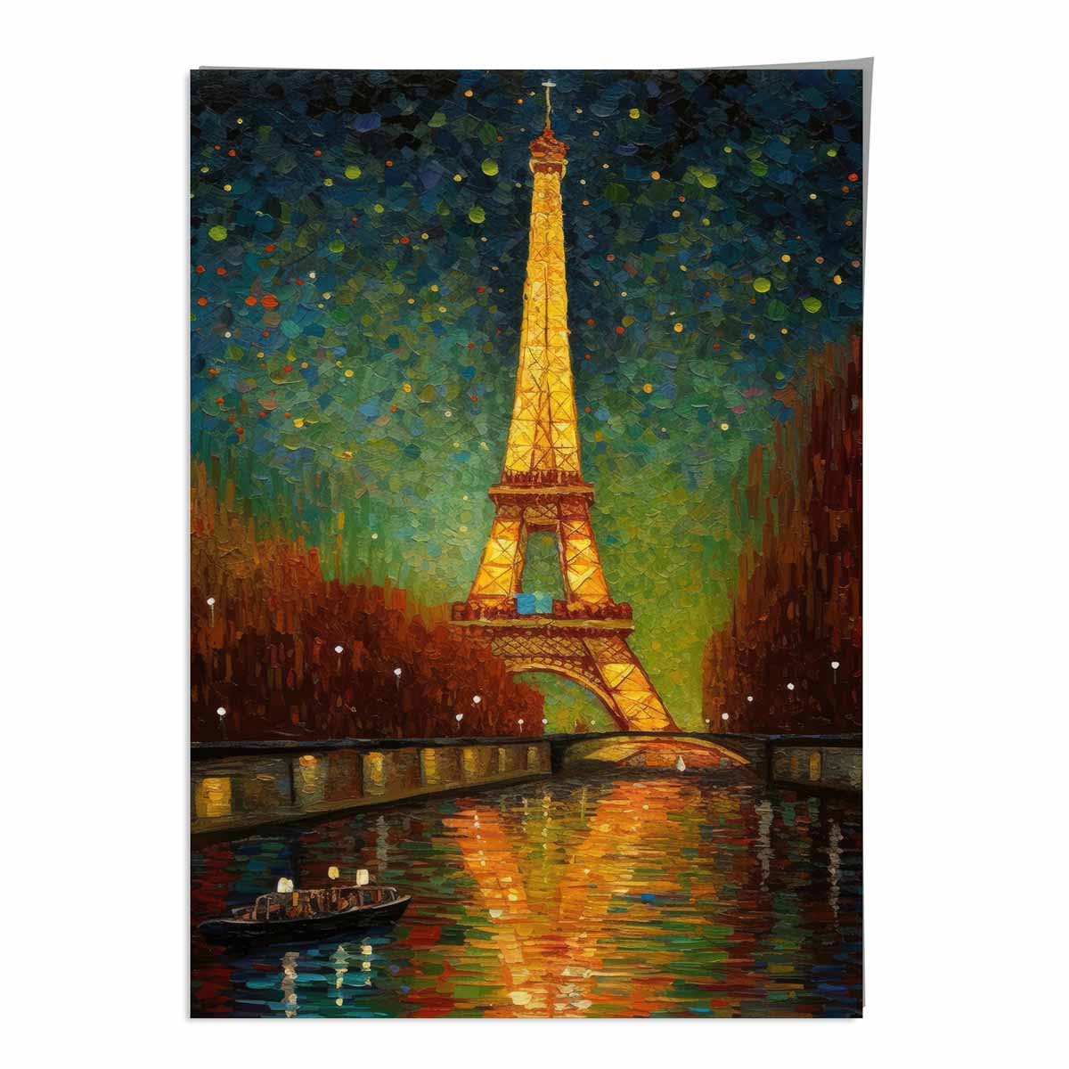 Farbenfroher Kunstdruck eines Gemäldes von Paris bei Nacht