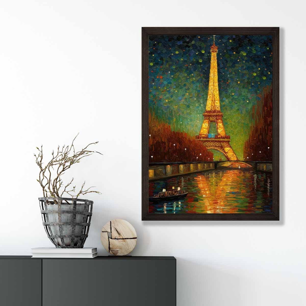 Farbenfroher Kunstdruck eines Gemäldes von Paris bei Nacht
