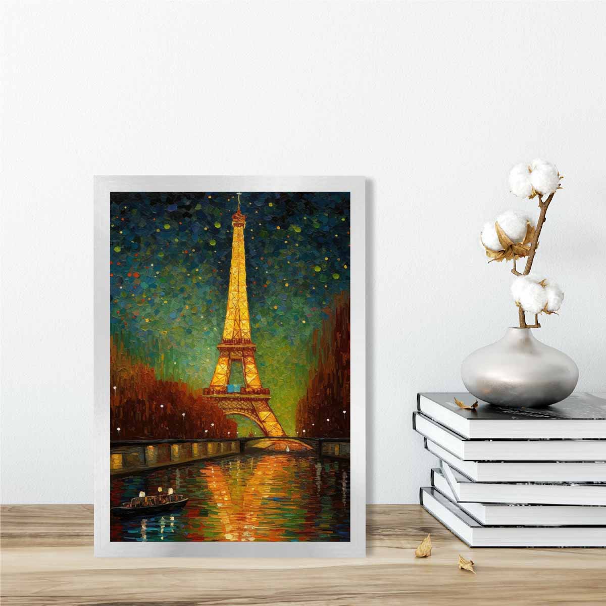 Farbenfroher Kunstdruck eines Gemäldes von Paris bei Nacht