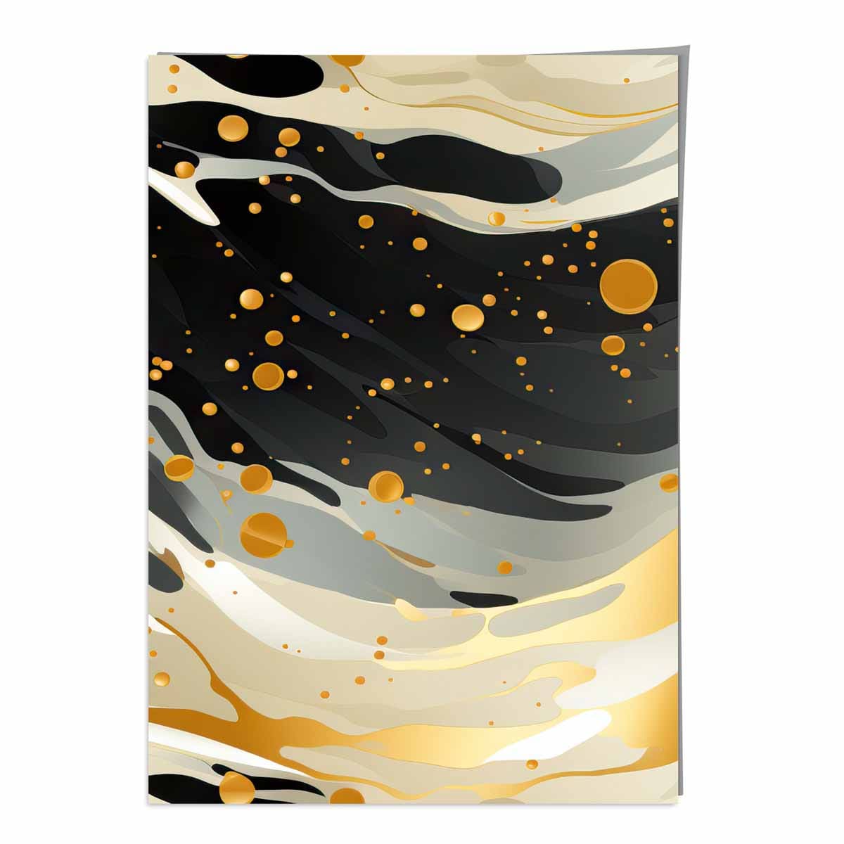 Abstrakter Flüssigkunstdruck Grau Beige und Gold Nr. 1