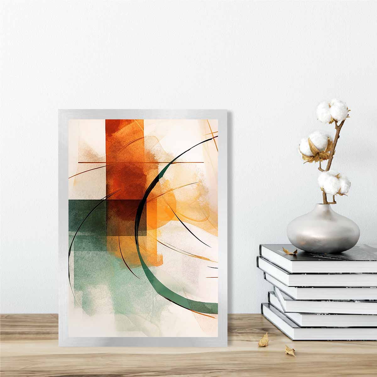 Abstrakte Formen Kunstdruck Grün und Orange Nr. 1