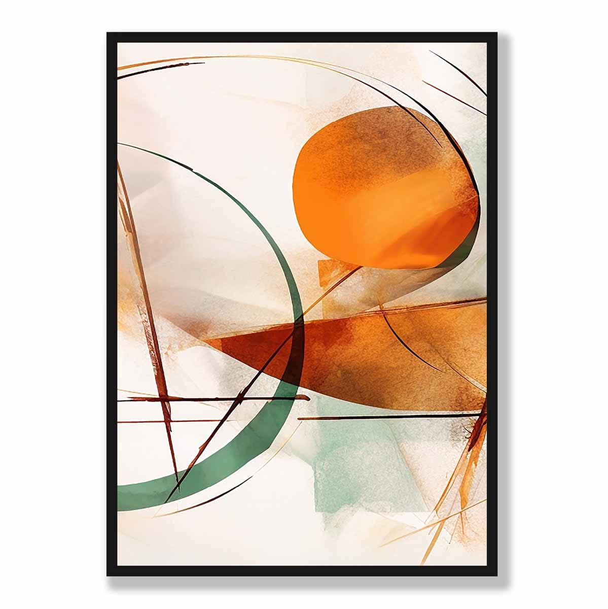 Abstrakte Formen Kunstdruck Grün und Orange Nr. 2
