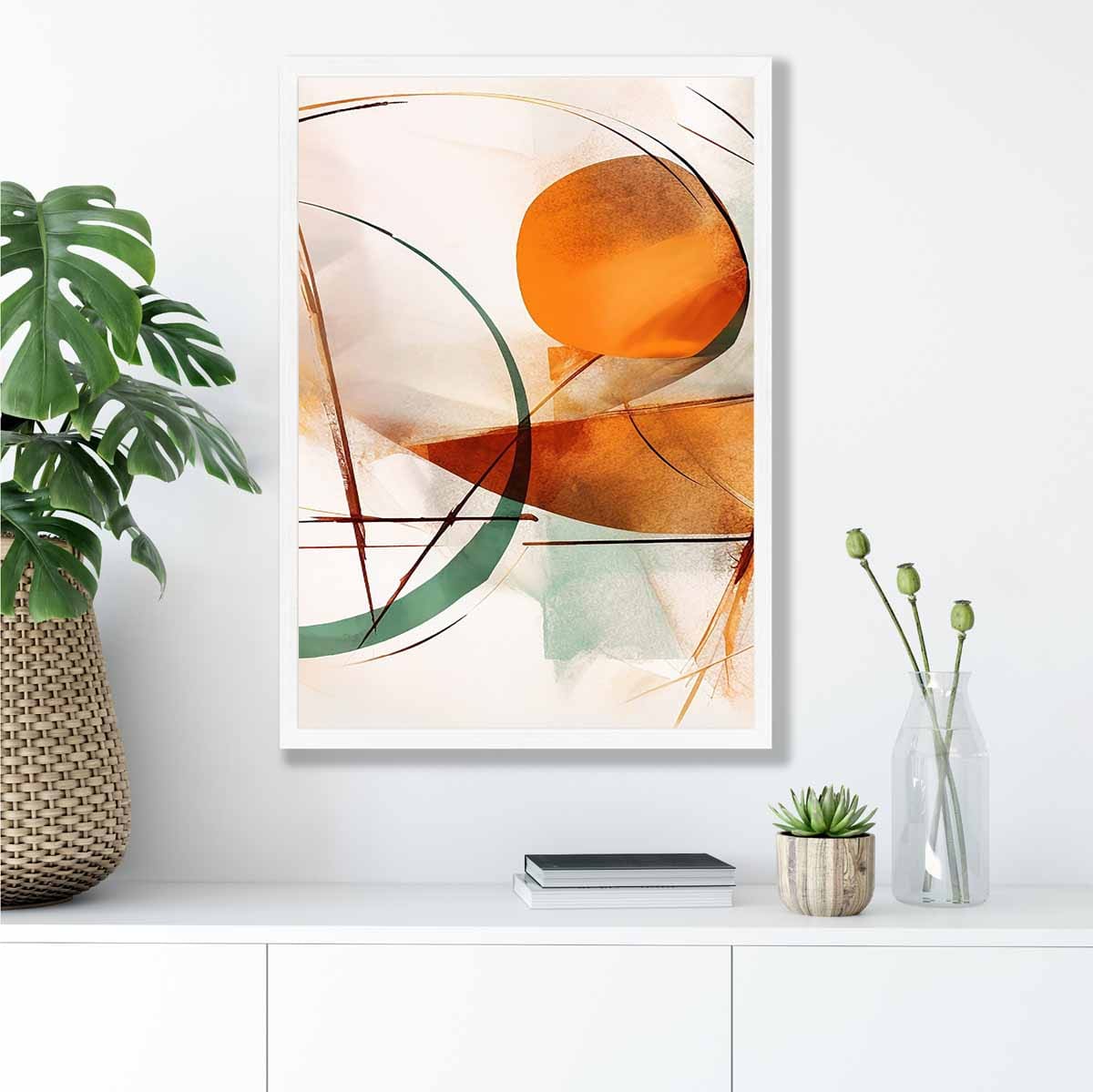 Abstrakte Formen Kunstdruck Grün und Orange Nr. 2