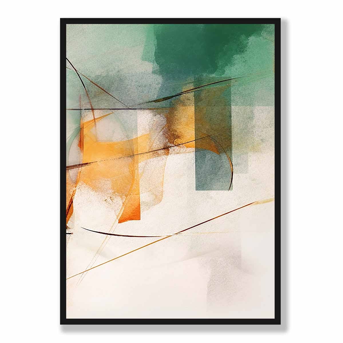 Abstrakte Formen Kunstdruck Grün und Orange Nr. 3