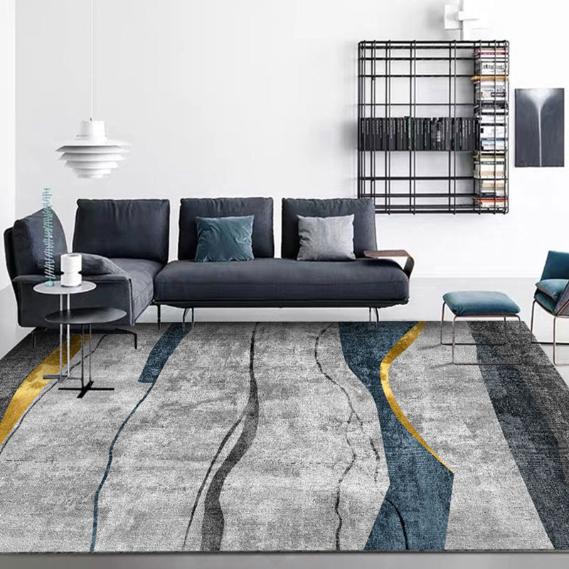 Brehn | Einfache geometrische Druckteppich Mehrfarbiger moderner Bereichsteppich Polypropylen rutschfeste Rückseite fleckenresistenter waschbarer Teppich für Zuhause
