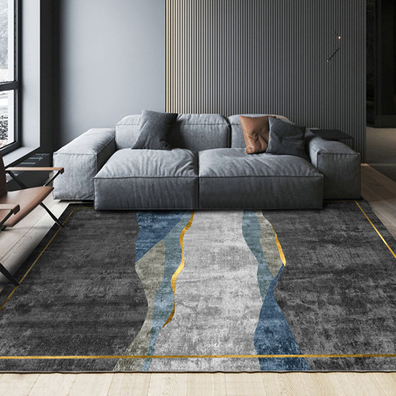 Brehn | Einfache geometrische Druckteppich Mehrfarbiger moderner Bereichsteppich Polypropylen rutschfeste Rückseite fleckenresistenter waschbarer Teppich für Zuhause