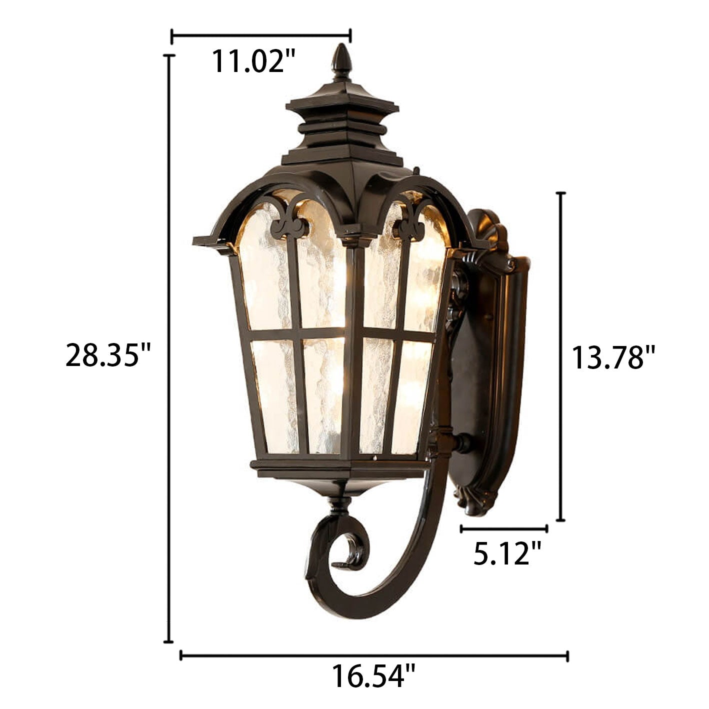 Europäische Retro-Glas-Aluminium-Laterne Außen wasserdicht 1-Licht-Wandleuchte Lampe | Brehn