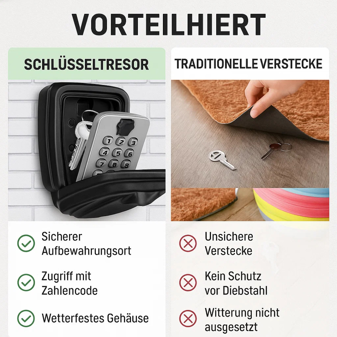 KeyGuard Outdoor Safe – Wetterfester Wandmontierter Schlüsselbox | Brehn