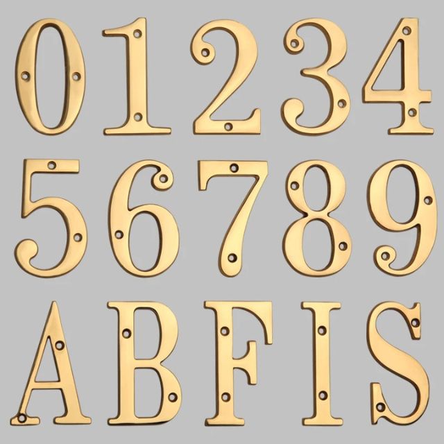 Traditional house door numbers made of solid brass