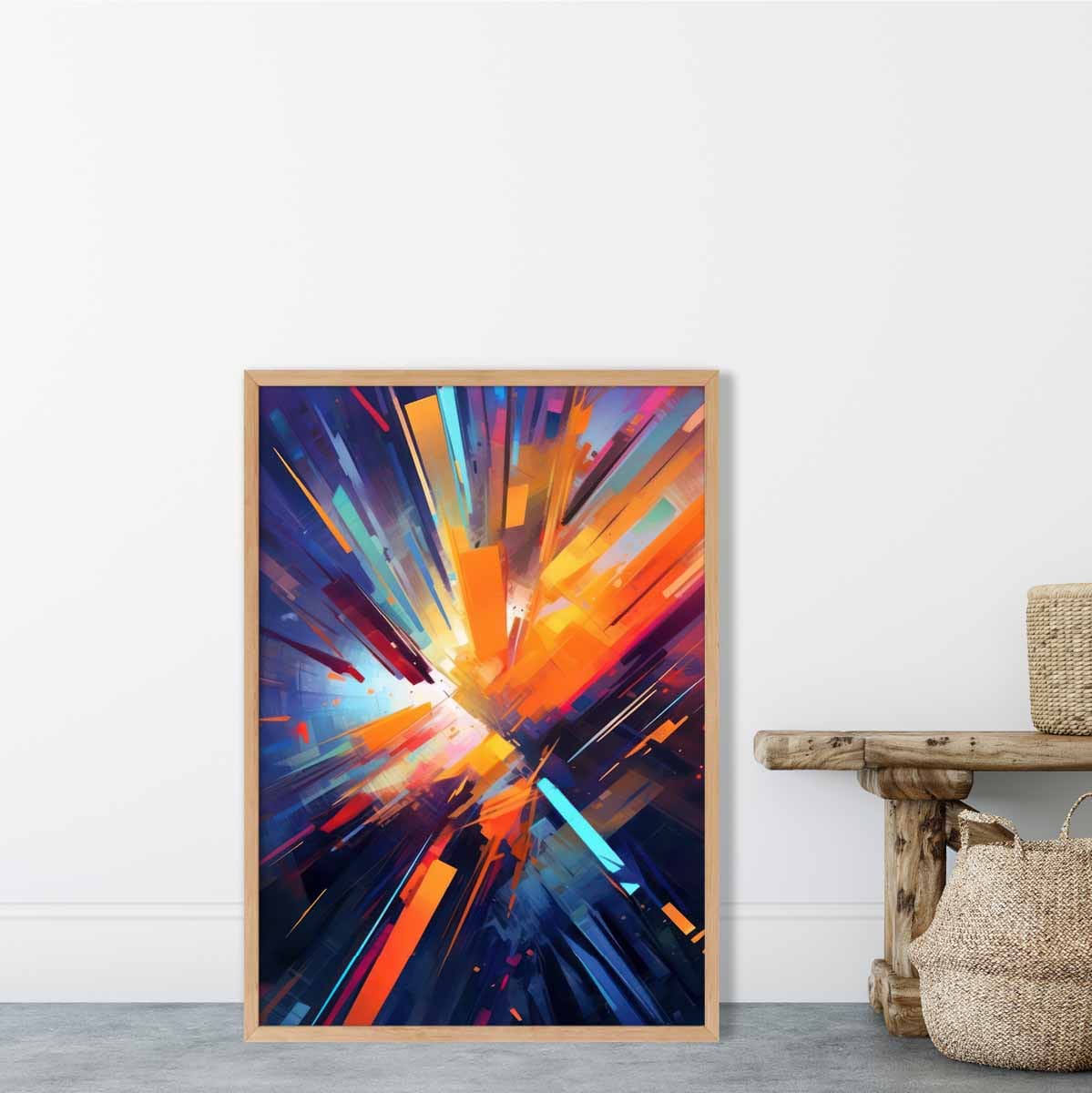 Kunstdruck „Bunte abstrakte Formen“ in Blau, Orange und Rot Nr. 1