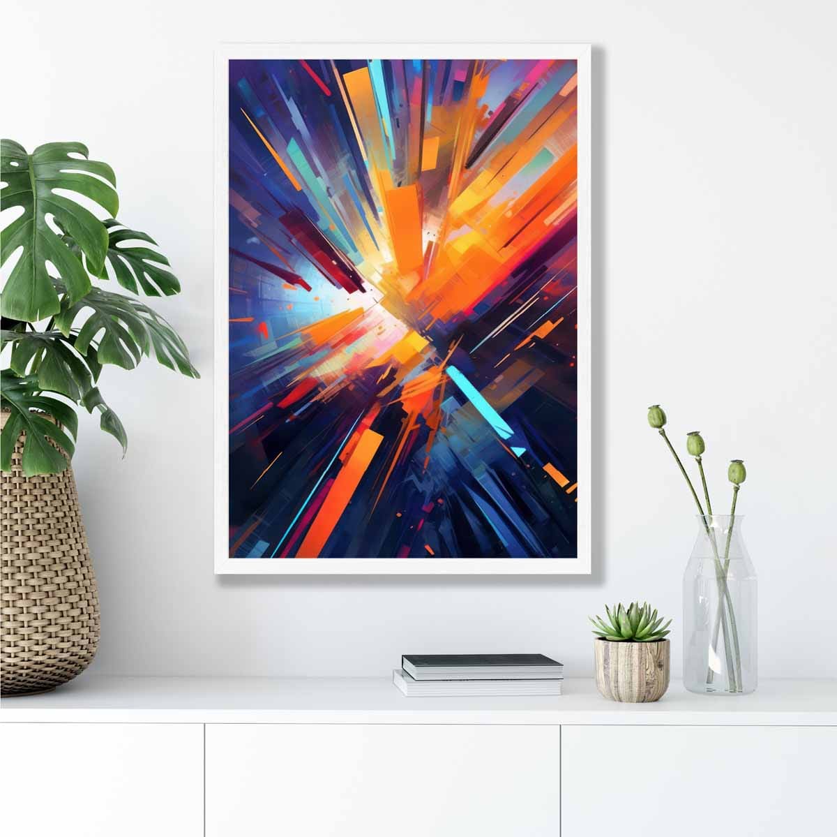 Kunstdruck „Bunte abstrakte Formen“ in Blau, Orange und Rot Nr. 1
