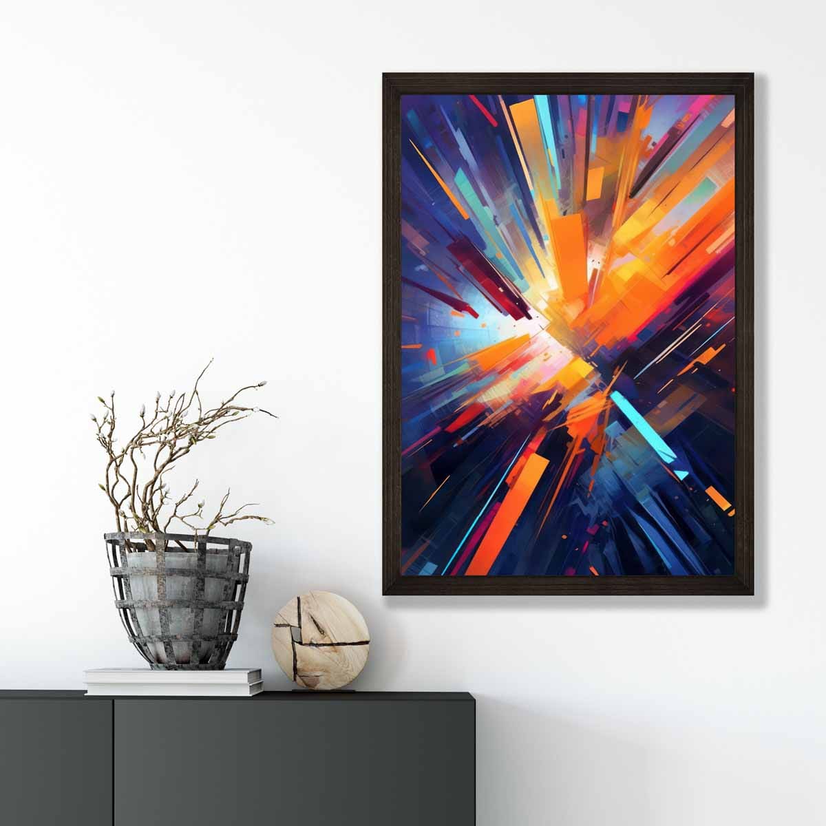 Kunstdruck „Bunte abstrakte Formen“ in Blau, Orange und Rot Nr. 1