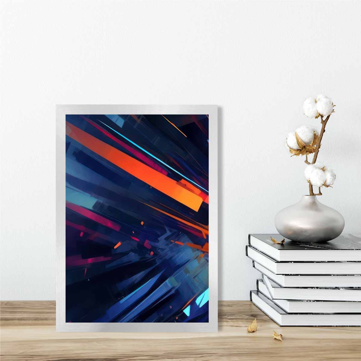 Abstrakte Formen Kunstdruck Blau Orange und Rot Nr. 2