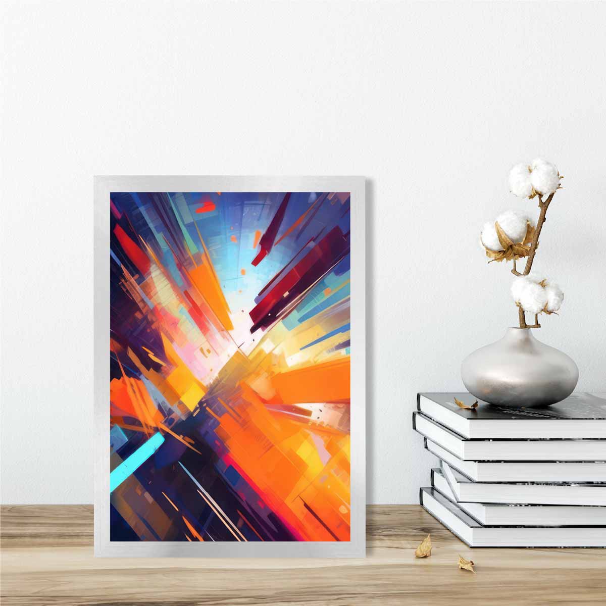 Abstrakte Formen Kunstdruck Blau Orange und Rot Nr. 3