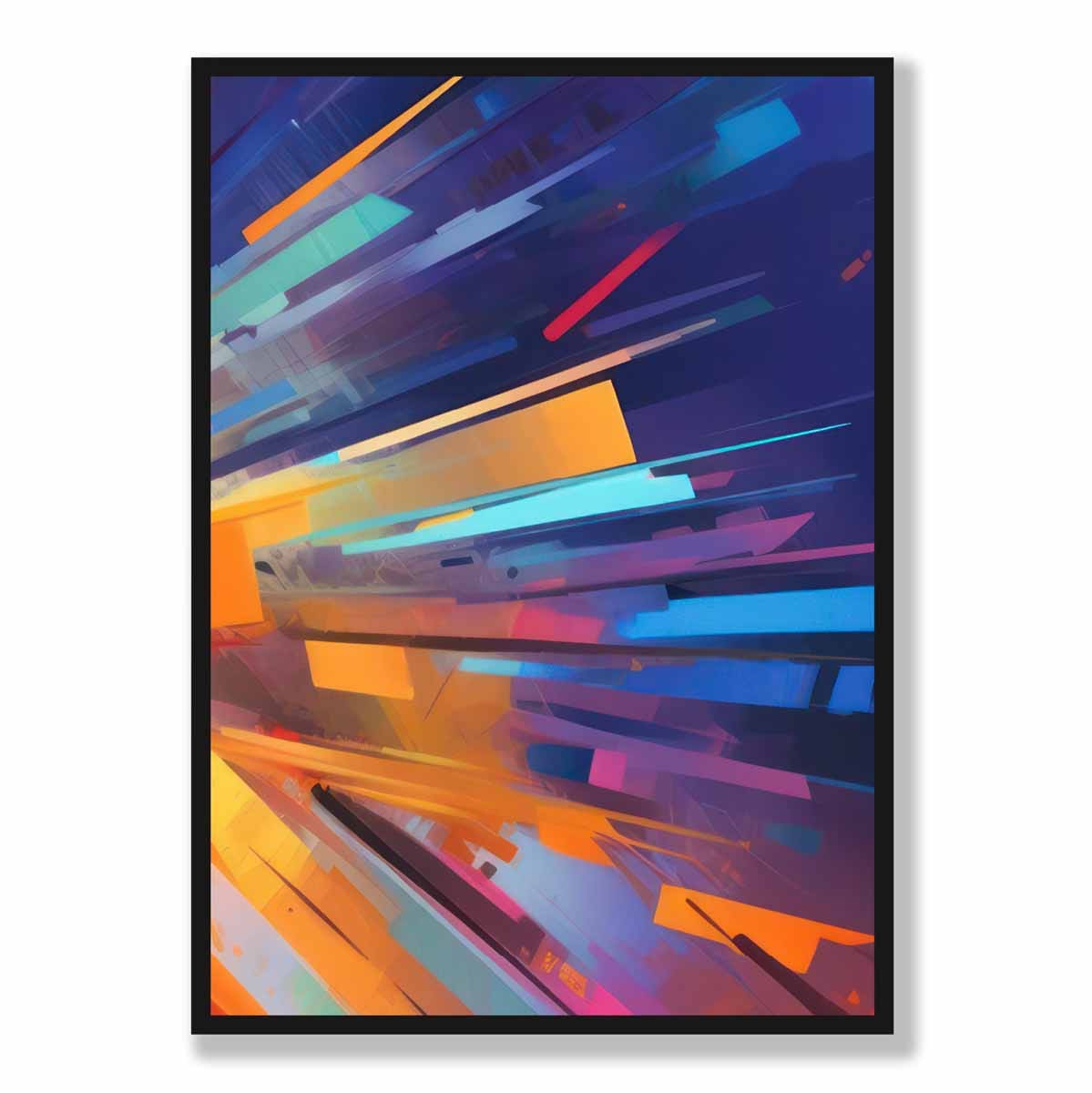 Abstrakte Formen Kunstdruck Blau Orange und Rot Nr. 4