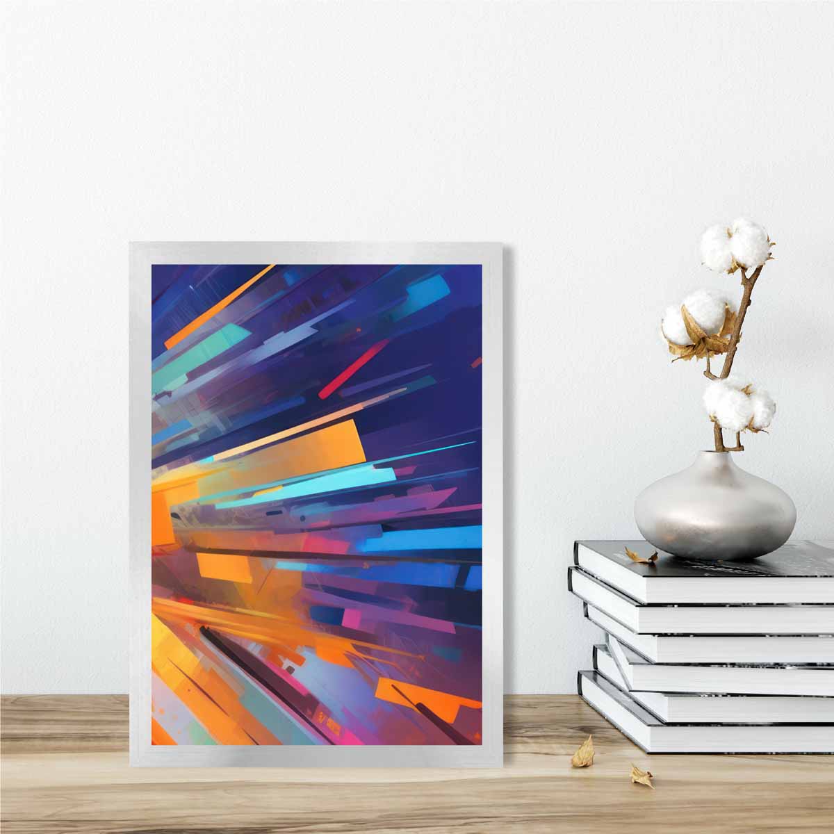Abstrakte Formen Kunstdruck Blau Orange und Rot Nr. 4