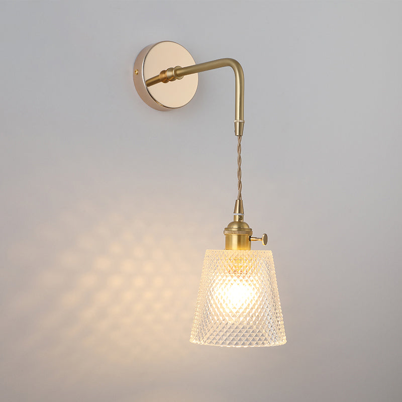 Schattierte Glastisch Wandlampe Vintage Einzel-Glühbirne Nachttisch Wandmontierte Lampe in Gold | Brehn