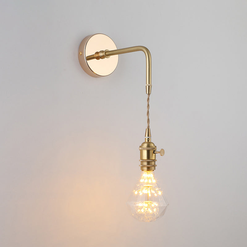 Schattierte Glastisch Wandlampe Vintage Einzel-Glühbirne Nachttisch Wandmontierte Lampe in Gold | Brehn