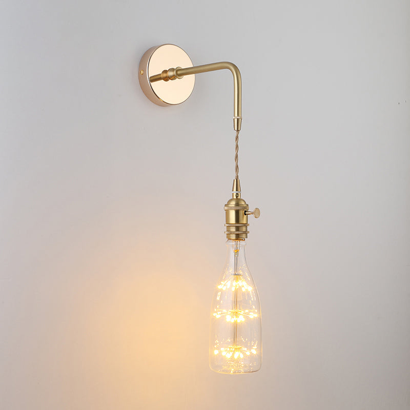 Schattierte Glastisch Wandlampe Vintage Einzel-Glühbirne Nachttisch Wandmontierte Lampe in Gold | Brehn