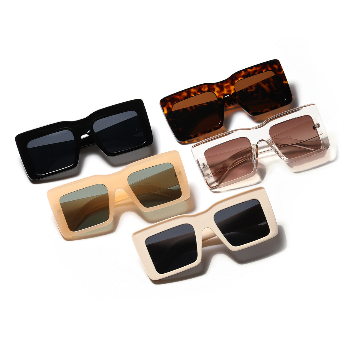 Damen quadratische Sonnenbrille mit transparentem Rahmen und UV-Schutz Brehn