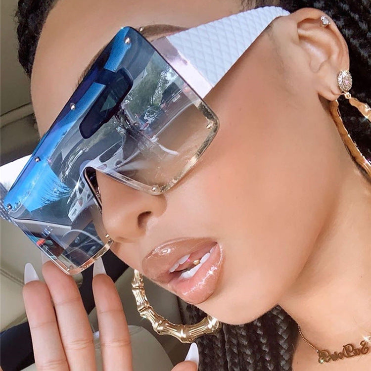 Damen geometrische Oversized-Sonnenbrille mit gradienten Gläsern Brehn