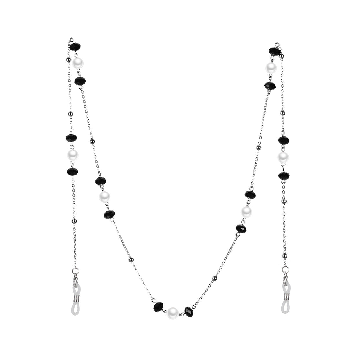 Elegante Perlen- und schwarze Schmuckbead-Brillen-Halskette Brehn